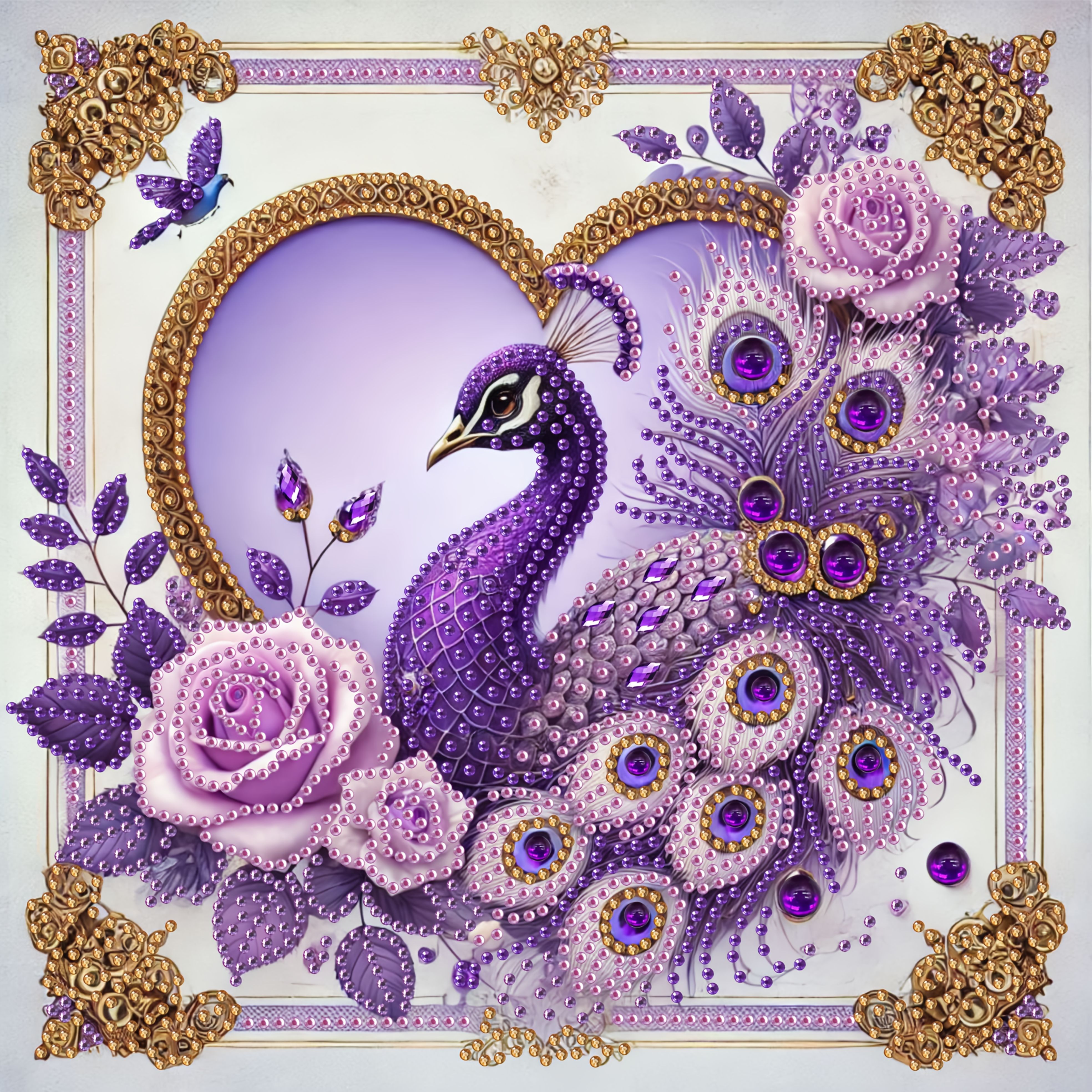 TEMU 1pc 5d Diy Diamond Painting Kit, Peacock Floral Pattern, Partial Drill Diamond Painting Kit, Frameless Irregular Shape Diamond Painting Kit,