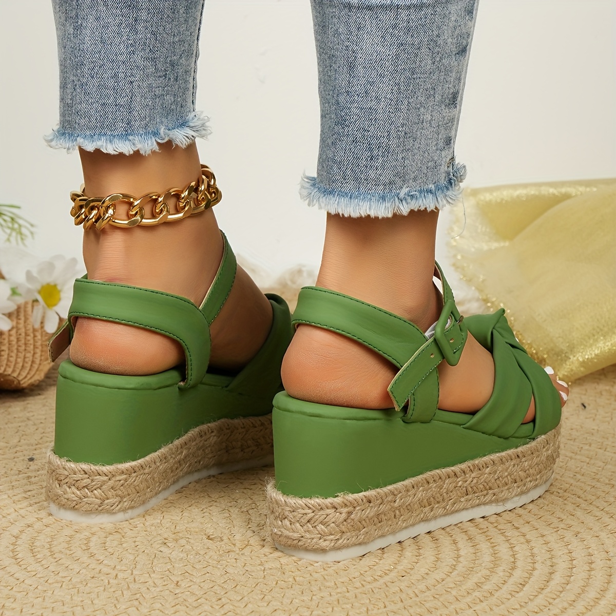 sandalias verano mujer plataforma Temu Colombia