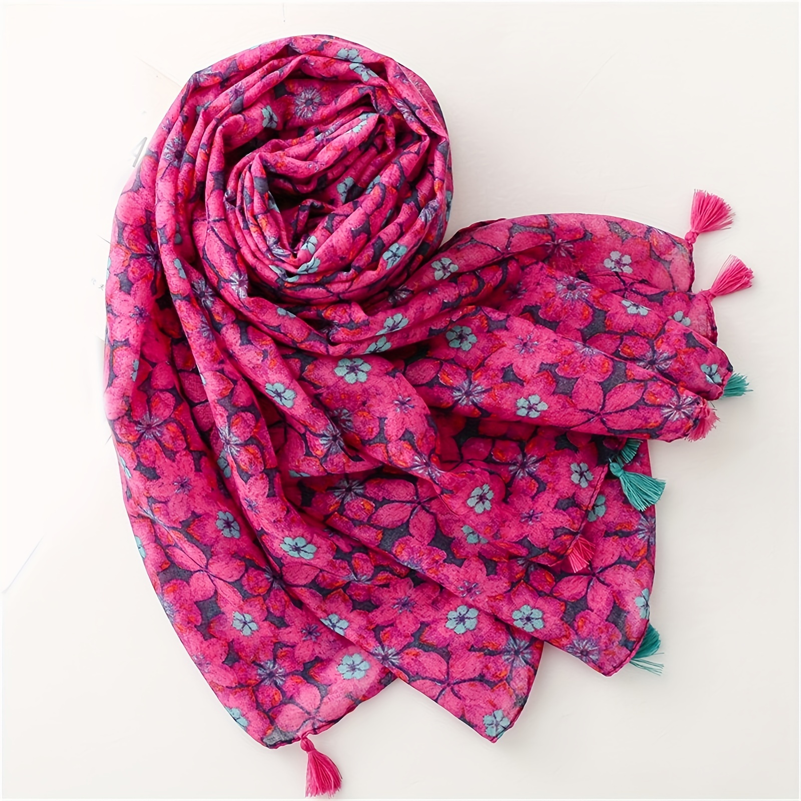 1pc 180 X 85cm Warm Handkerchief, Women's New Beach Towel, Fashionable Printed Rectangular Scarf, Outdoor Thin Headscarf, Popular Headscarf, Seasonal Tassel Shawl