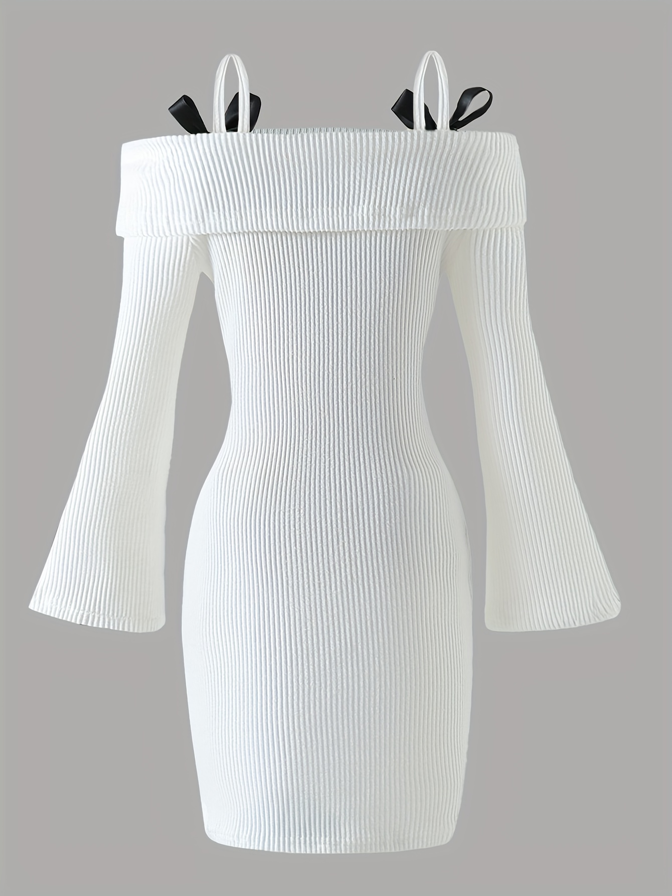 girls elegant white puff sleeve a line floor length tea length dress with off shoulder one shoulder neckline   hem   with detail machine washable party wedding everyday formal dress for girls tweens     fit long sleeve solid color fitted bodice delicate bow detail suitable for girls 4 12 years Product details 0