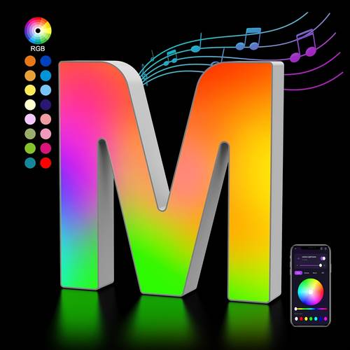 led alphabet lights with music sync colorful flashing letter lights for room decor easter decorations marquee letters for party bedroom festival camping night light