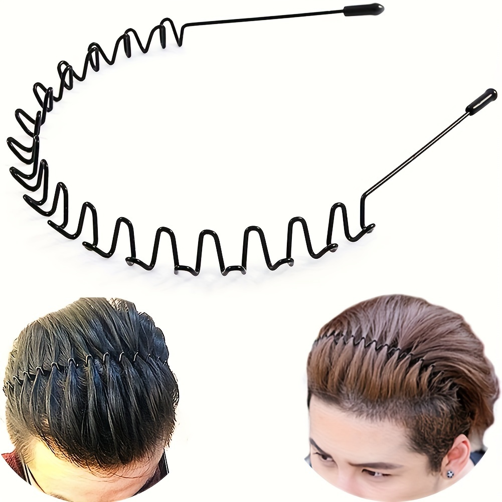 2pcs black metal headbands with wavy   non slip durable hair accessories for outdoor sports fashionable look versatile hairband sleek metallic    