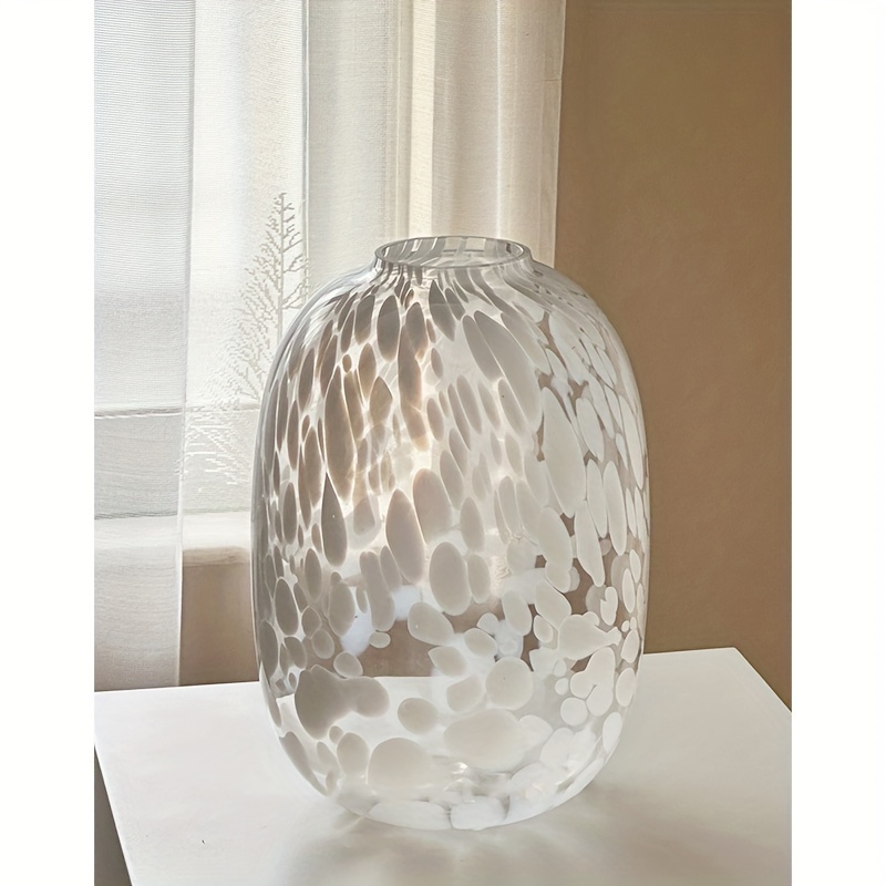 Modern Geometric Glass Vase - Round White Decor, Suitable For Flowers, Greenery And Water - Elegant French Style Vase For Home Decoration