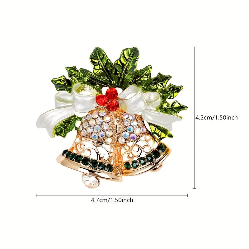 Image of New Colorful Christmas Bell Brooch, Stylish And Exquisite For Dresses, Shirts, Suits, Gowns, Sweaters, Scarves, Shawls, Coats, Hats, And Designed With Bow Ties For Everyday Parties And Gatherings