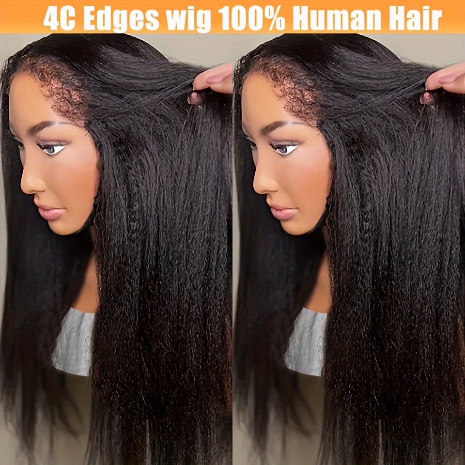 13x4 250 Density Lace Front Wigs 4c Edges Wig Human Hair Temu