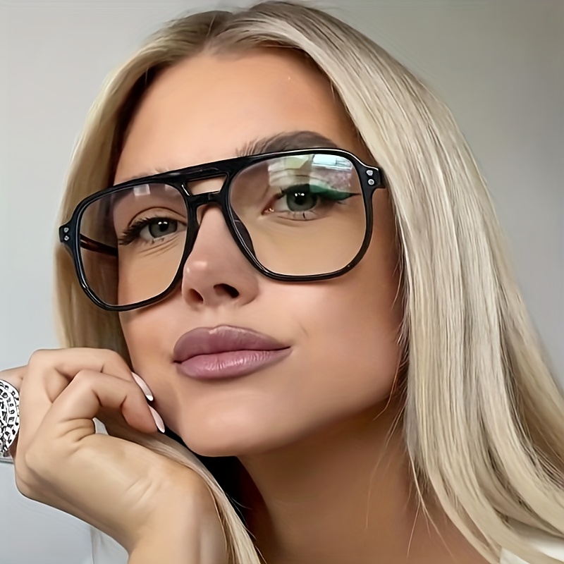 Black Square Frame Unisex Decorative Individual Women's Glasses, Luxurious Fashion Eyewear, Suitable For Daily Life, Shopping, And Street Photography, Ideal Accessory For Leisure