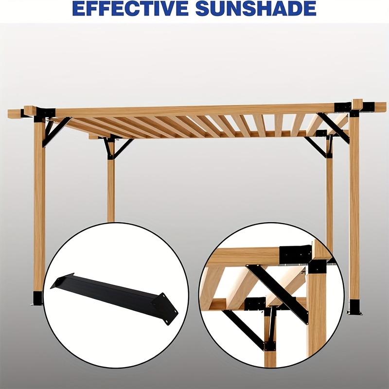 heavy duty black metal pergola kit with 45 degree angle brackets adjustable outdoor gazebo frame for balcony sturdy roof system easy assembly compatible with wood composite panels
