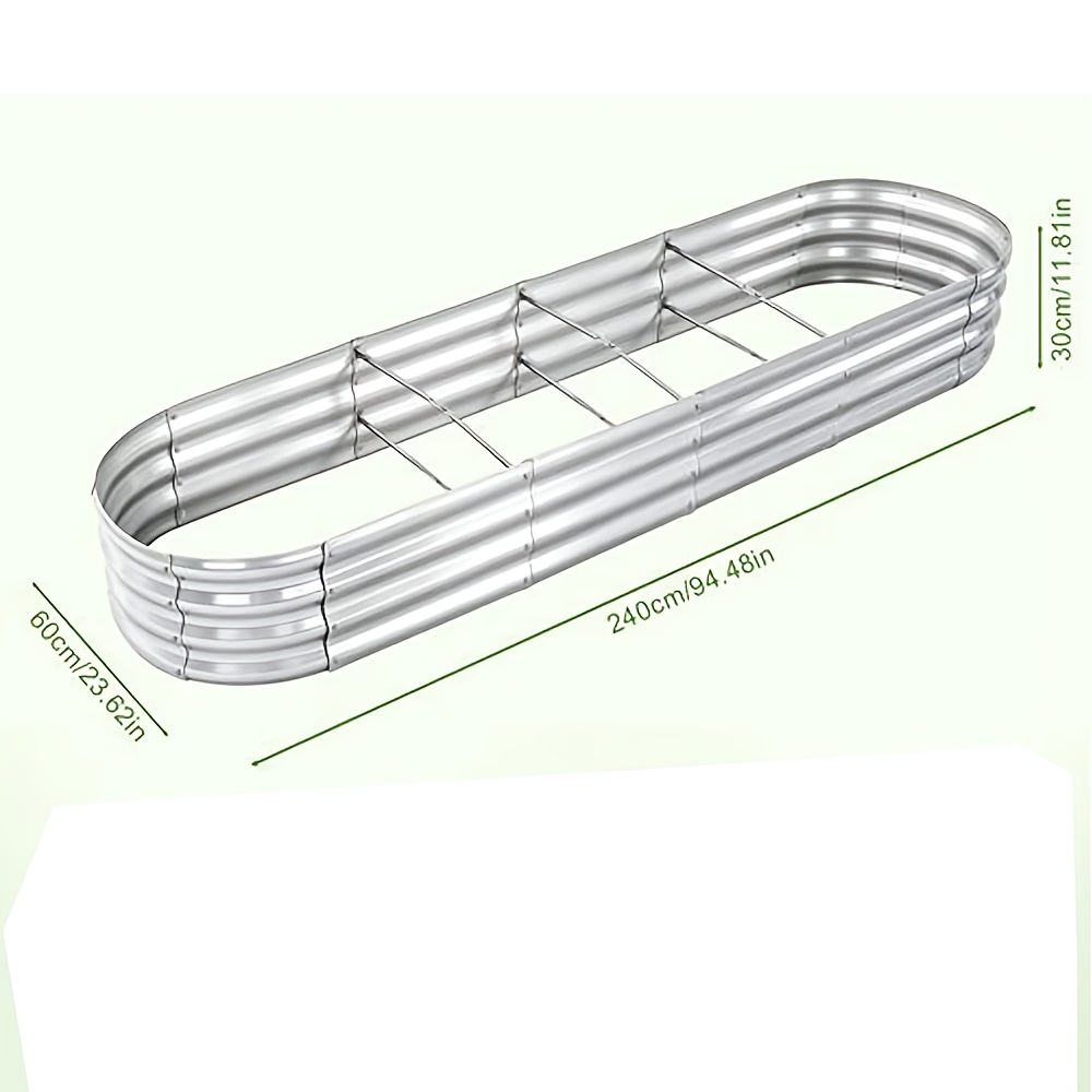 TEMU Garden Bed Set, 240 X 60 X 30 Cm Large -coated Outdoor Planter Box With Safety Edges And Tools, Metal Raised Bed Suitable For Vegetable, Fruit,