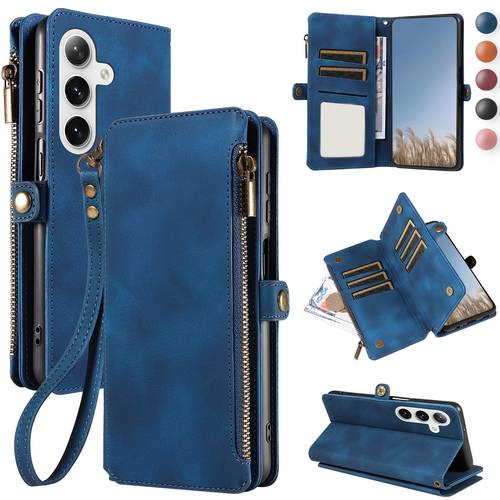 pu faux leather case suitable for samsung suitable for galaxy a17 a07 a56 a36 a26 a16 a06 a55 a35 a25 a15 a05 s a54 a34 a24 a14 a04 a04e 5g 4g card slots kickstand wallet wrist strap mobile phone bag with rfid blocking cover