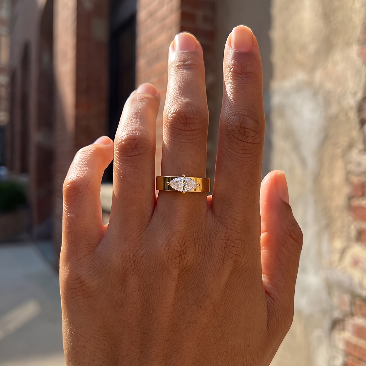 Vintage 5X10Mm Four-Prong Marquise Engagement Ring