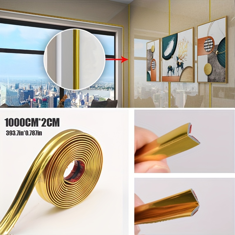 E-shop 1 Rolle [10 Meter], luxuriöse Metallic-Textur, glänzende Wandleisten für Ecken, 393.7 Zoll x 0.0787 Zoll, weiches Vinyl-PVC-Material,