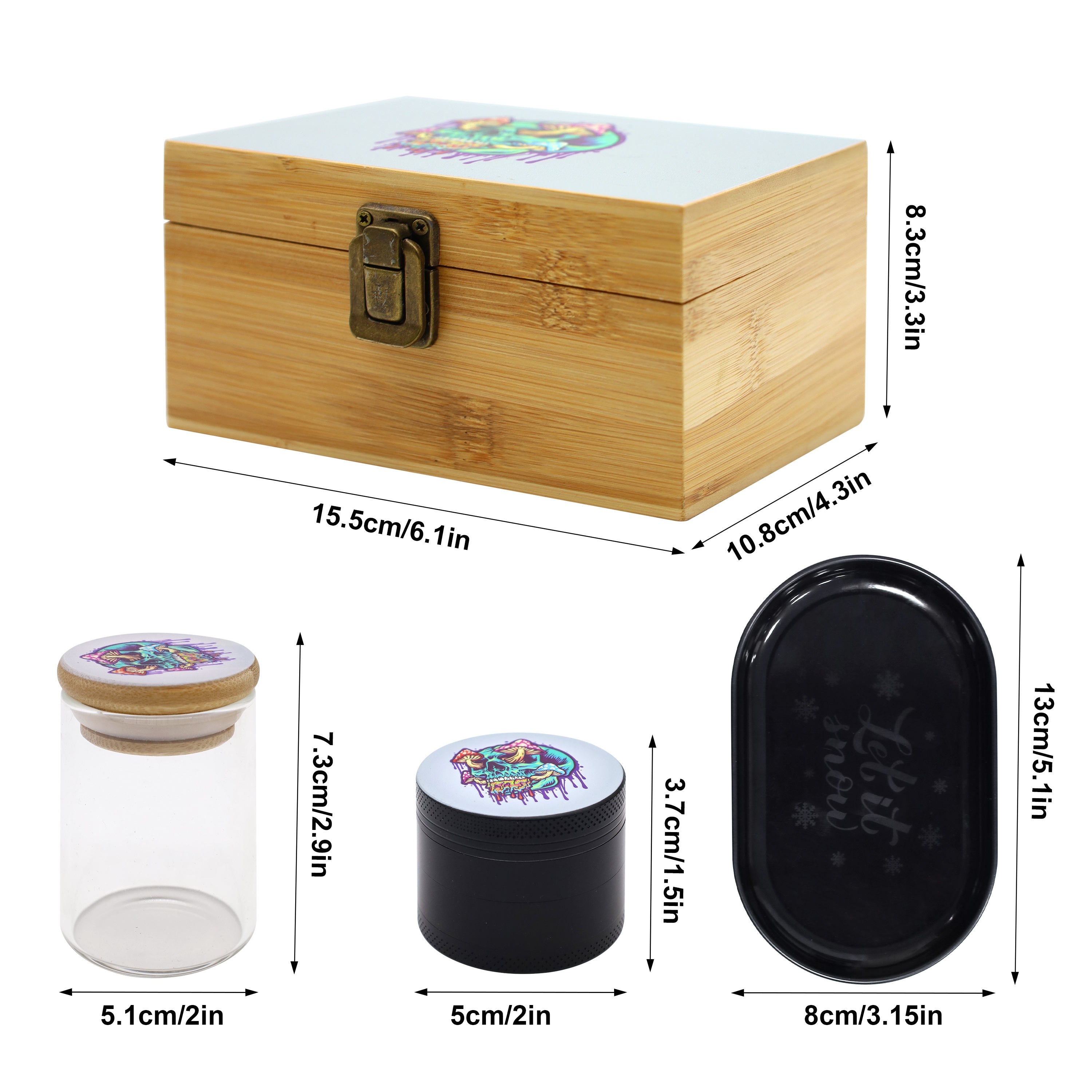 Premium Bamboo Storage Box Smell proof Glass Storage Jar - Temu