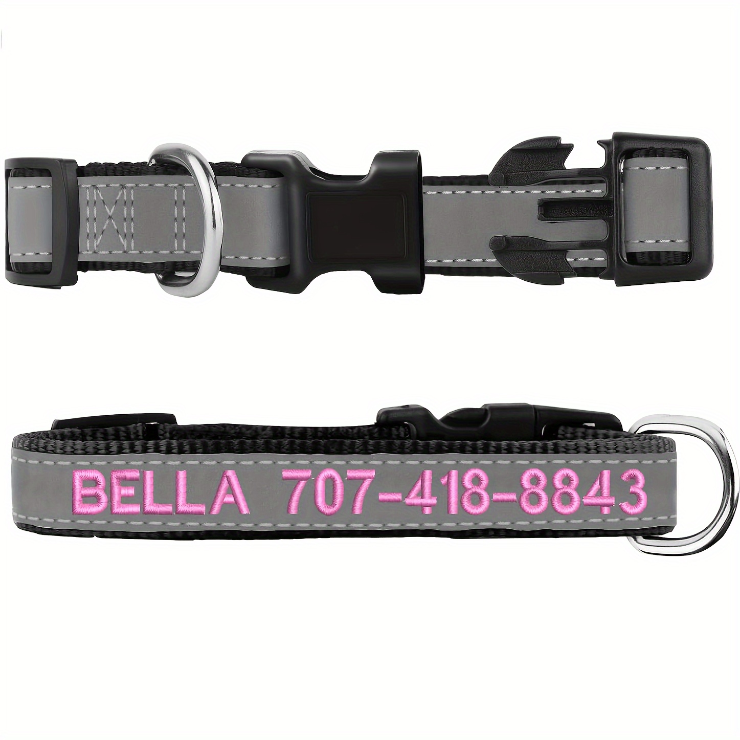 

Custom Reflective Dog Collar With Name And Phone Number Embroidery - Comfortable And Breathable