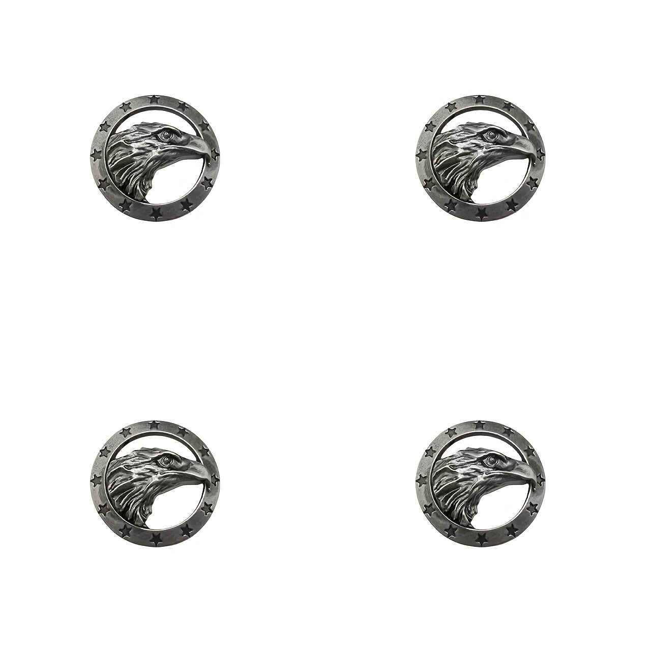 E-shop 4 Stück Vintage Silberne Nieten, Legierung DIY Bastelzubehör mit Design, geeignet für Kunstleder Textilprojekte