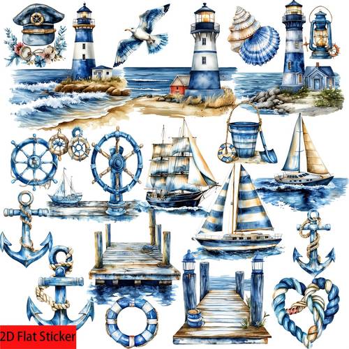 20pcs set vintage nautical sailing ship handmade stickers decoration 2d flat