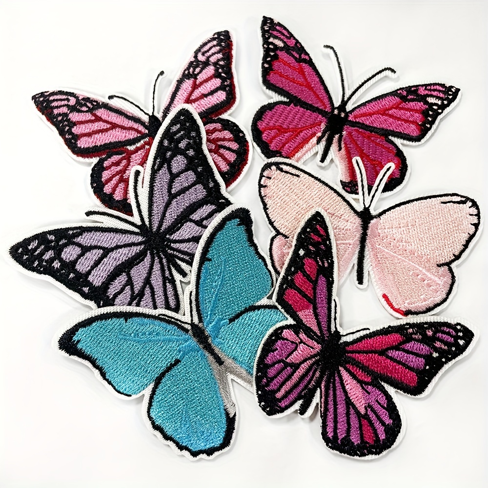 

6pcs Love-colored Butterfly Iron-on Patches, Cute Backpack Decorative Patches, Embroidery Appliques For , Jackets, Jeans, Hats