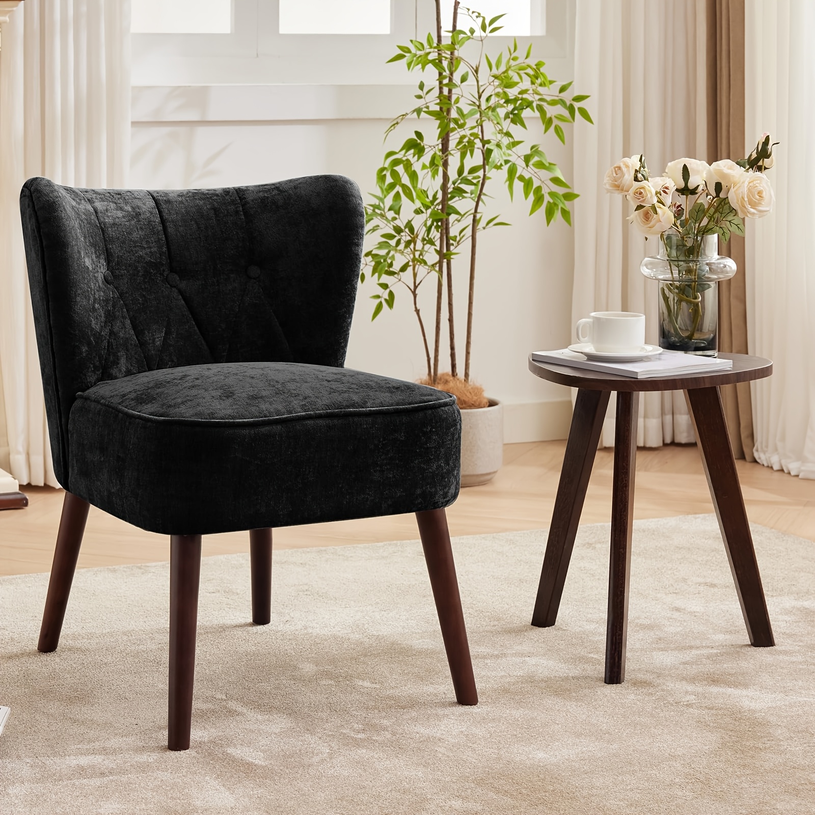 Contemporary Wingback Armchair, Individual Seat With Legs Suitable For Office, Bedroom, Or Reading Areas