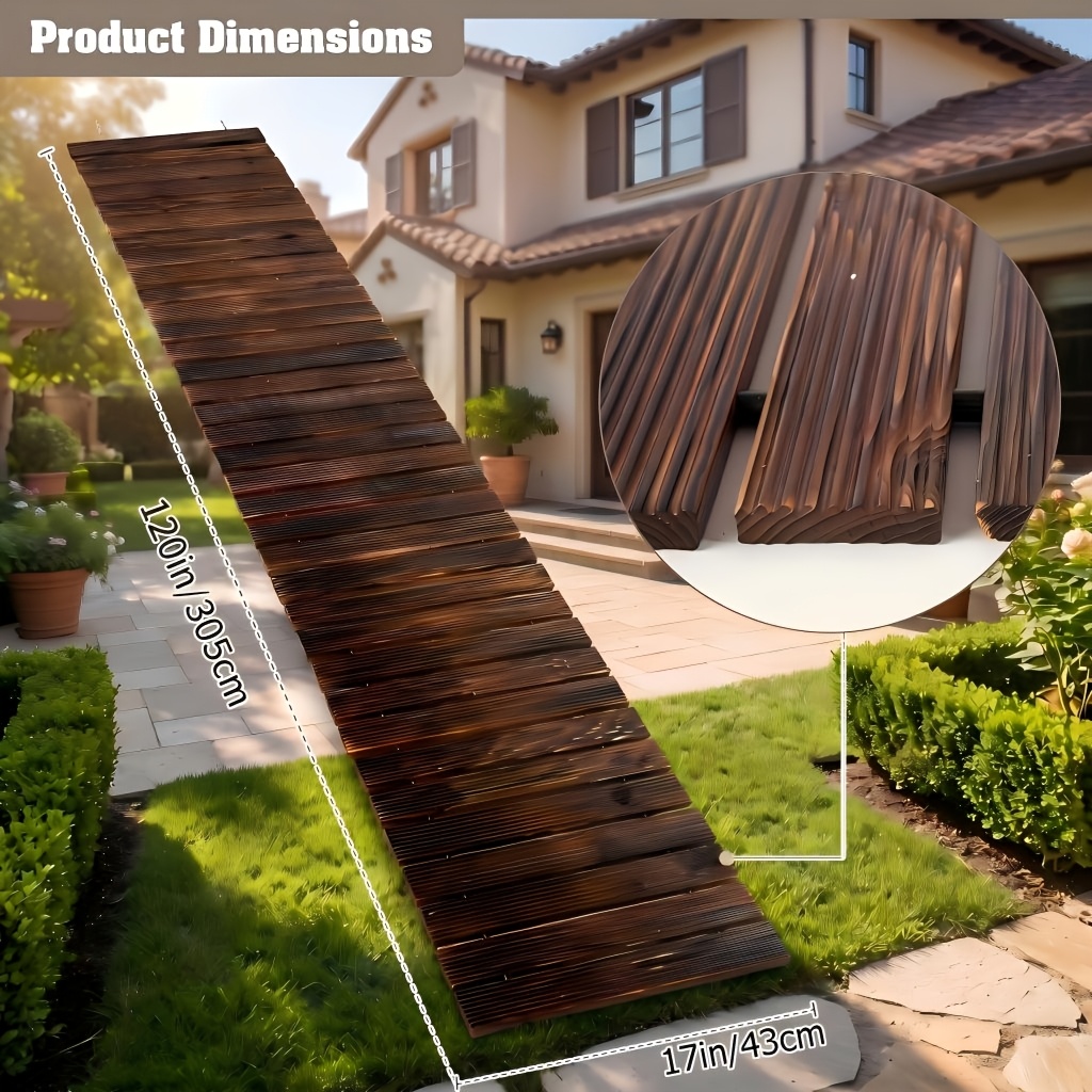 TEMU 8ft&10ft&12ft&14ft&16ft Wooden Garden Pathway, Outdoor Roll Out Decorative , Weather-resistant Non-slip Hardwood Pathway For Garden, Backyard,