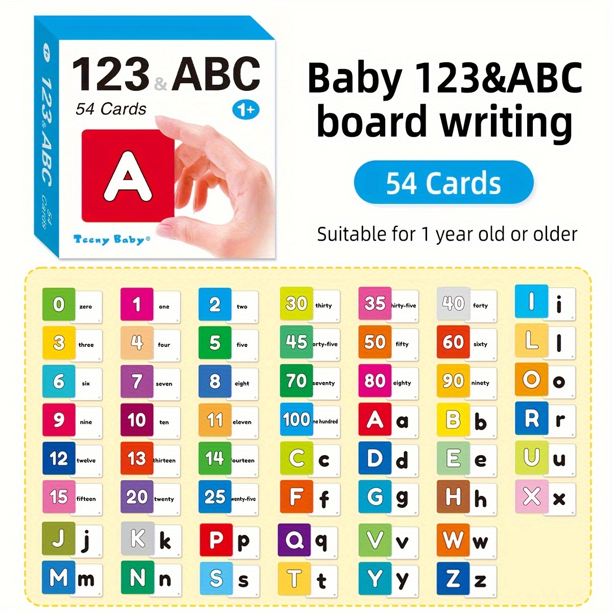 

Box Of 54 English Children's Number Words Learning Cards, 54 Number Cards And Matching Words Learning Cards, Round Corner Design, Does Not Hurt Hands