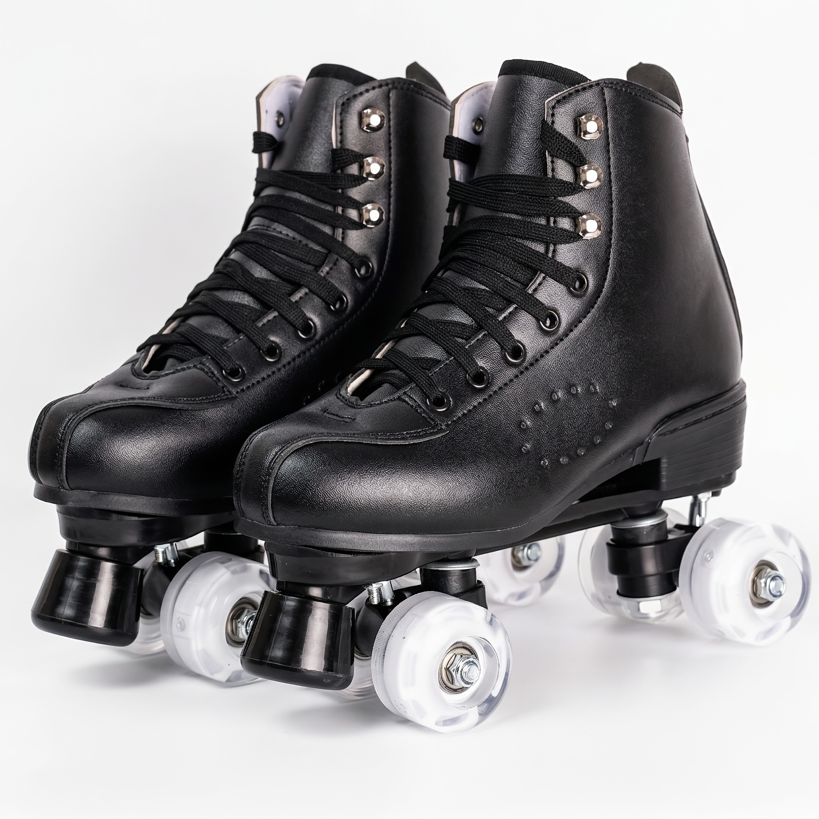 Patins à roulettes classiques à double rangée en cuir pu roller skates