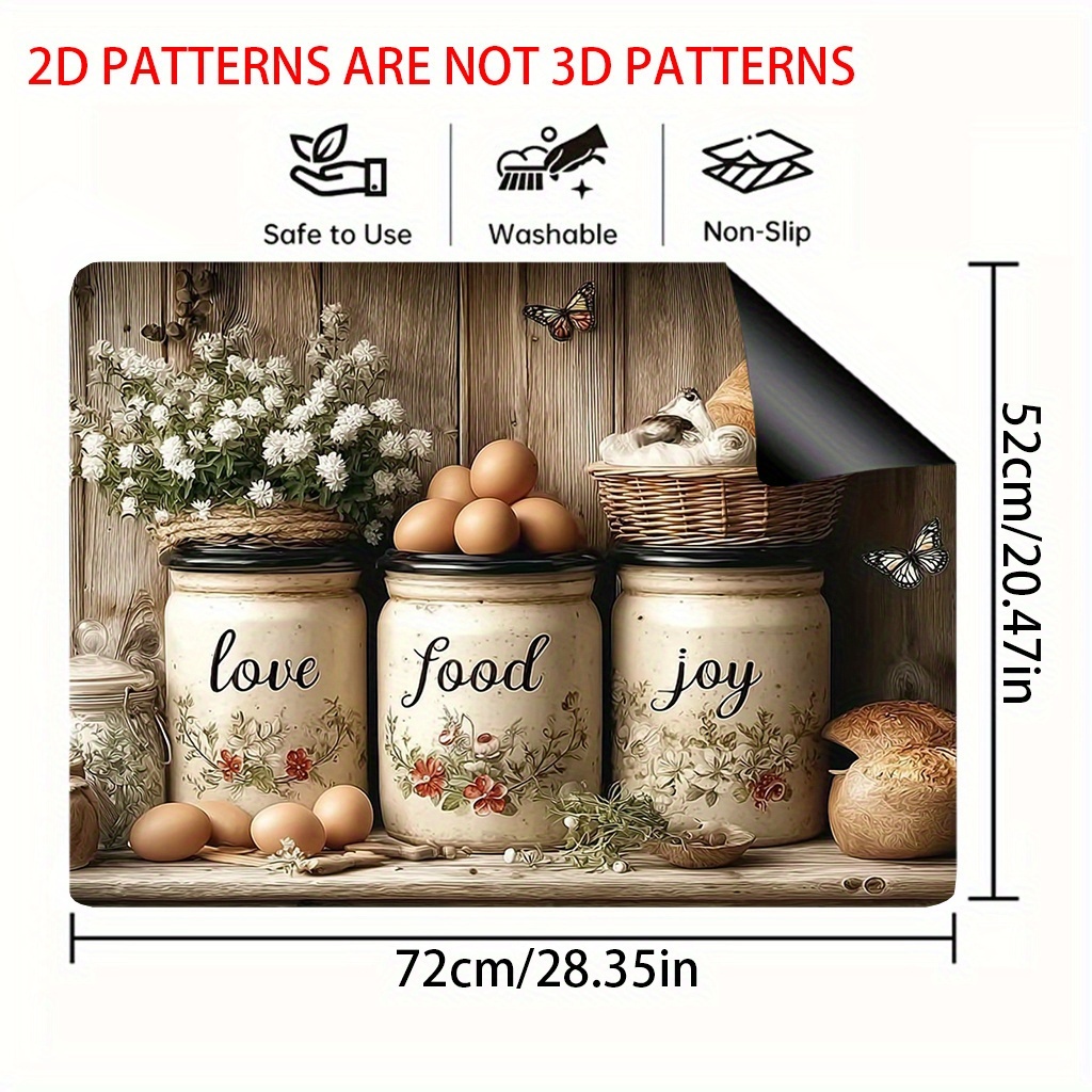 TEMU 1pc, 2d Flat Printing Stove Cover Mat,gas Stove Top Protector Rural Stove Cover Pot And Decoration, Versatile Aesthetic Kitchen Essentials For