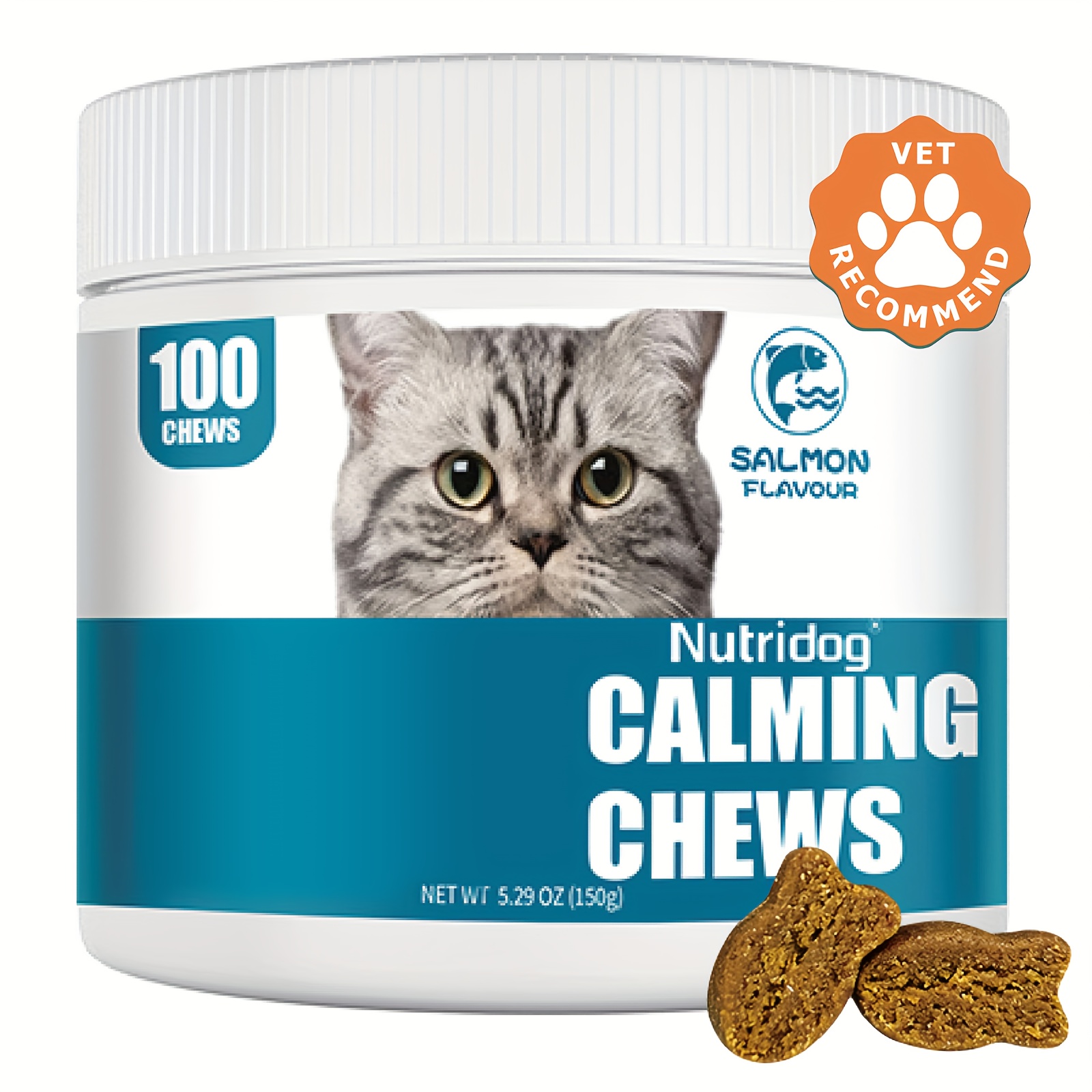 TEMU Nutridog Calming For Cats - Ideal For Travel, 100-count Pack - Salmon Flavor