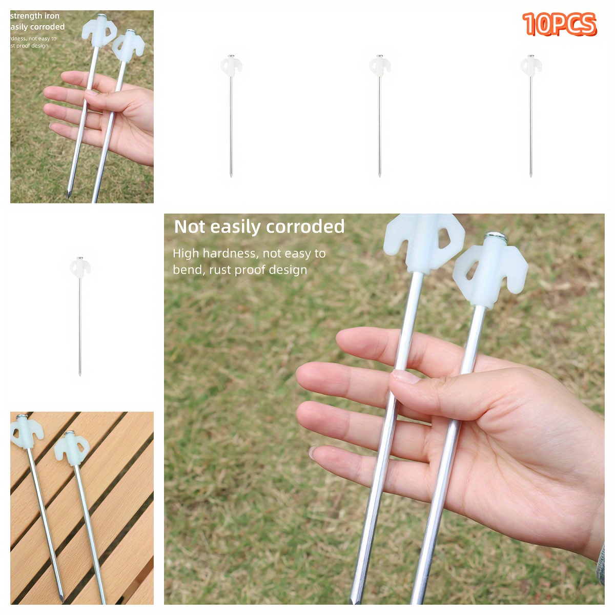 

10-pack Glow-in-the-dark Tent Stakes, Reinforced Windproof Camping Tent Pegs, Fluorescent Outdoor Canopy Ground Nails