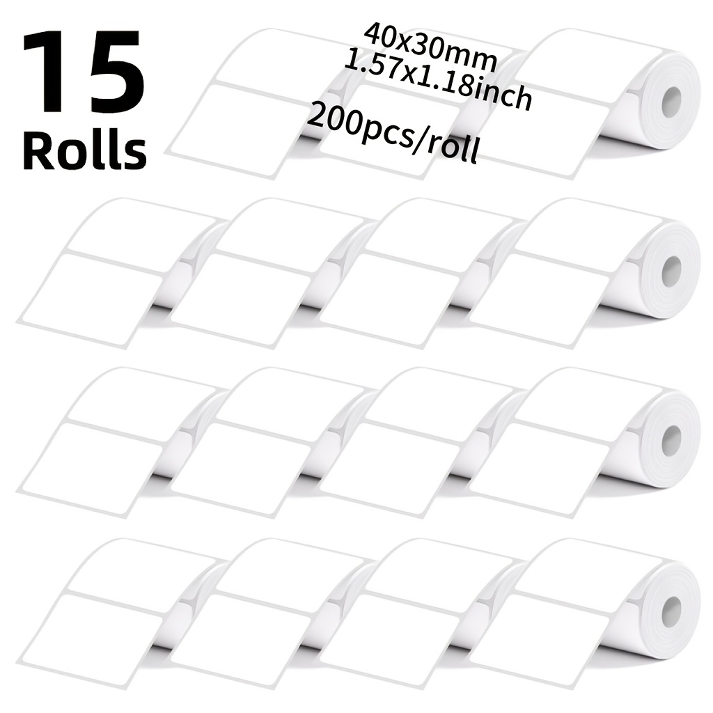 TEMU 15 Rolls Of 40x30mm Thermal Labels, 200 Self-adhesive Labels Per Roll, Compatible With M110/m221/m220/m120/ Thermal Label Printers, For Home And
