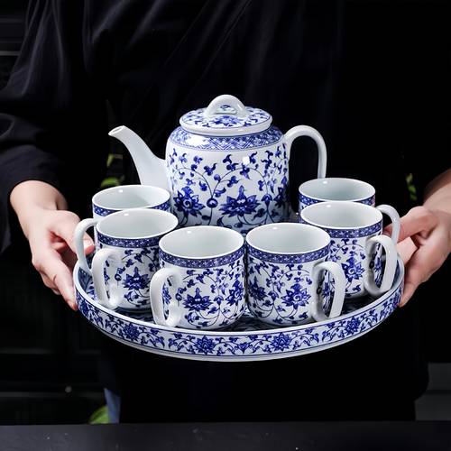 jingdezhen blue and white porcelain teaware set and white pattern built in filter hole suitable for fu tea coffee milk room ornament living room decor essentials
