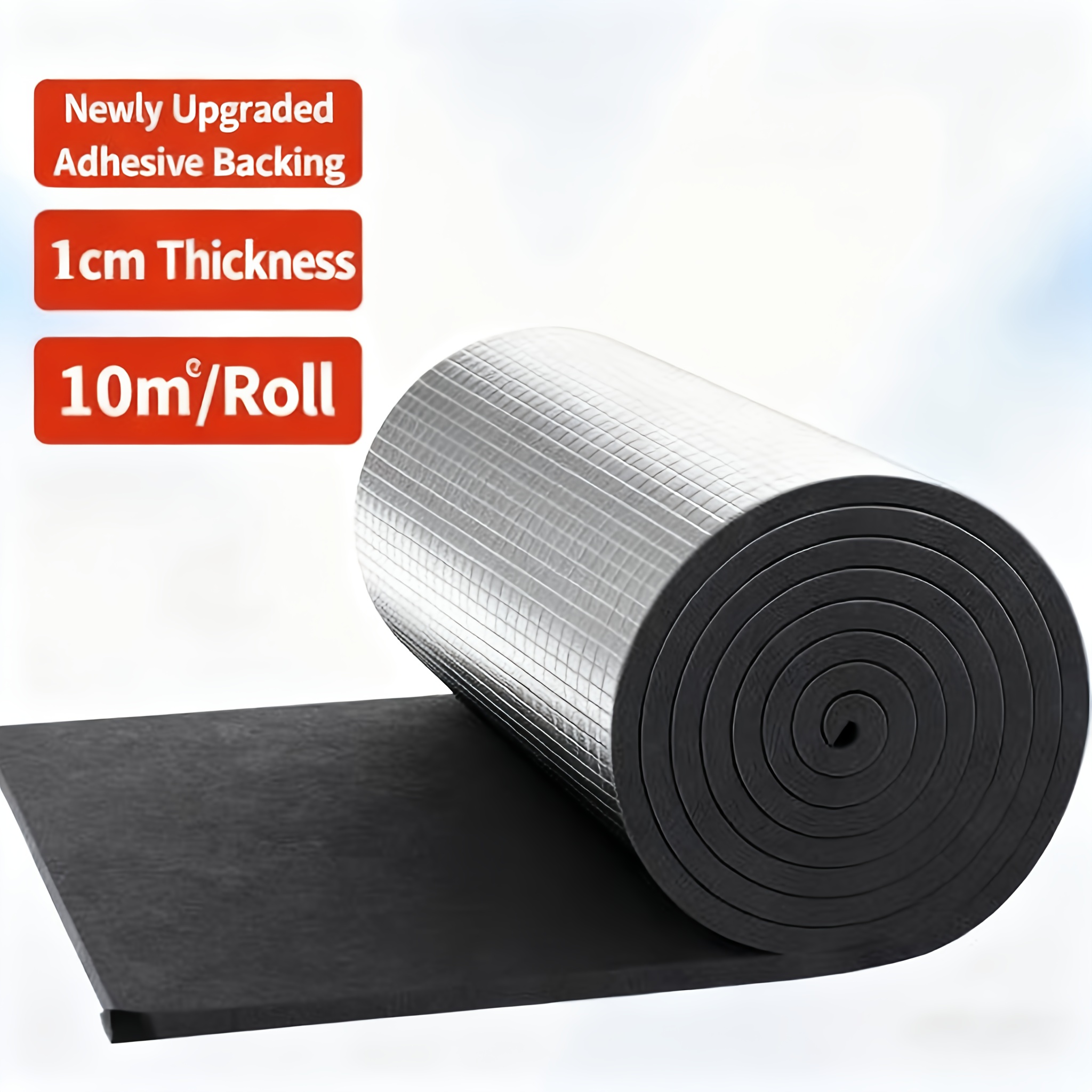 TEMU Self-adhesive Foil Foam Insulation Roll Flexible - Resistant To Cold And Reflective Of Heat, Suitable For Wrapping Hvac Ducts, Pipes, And As A