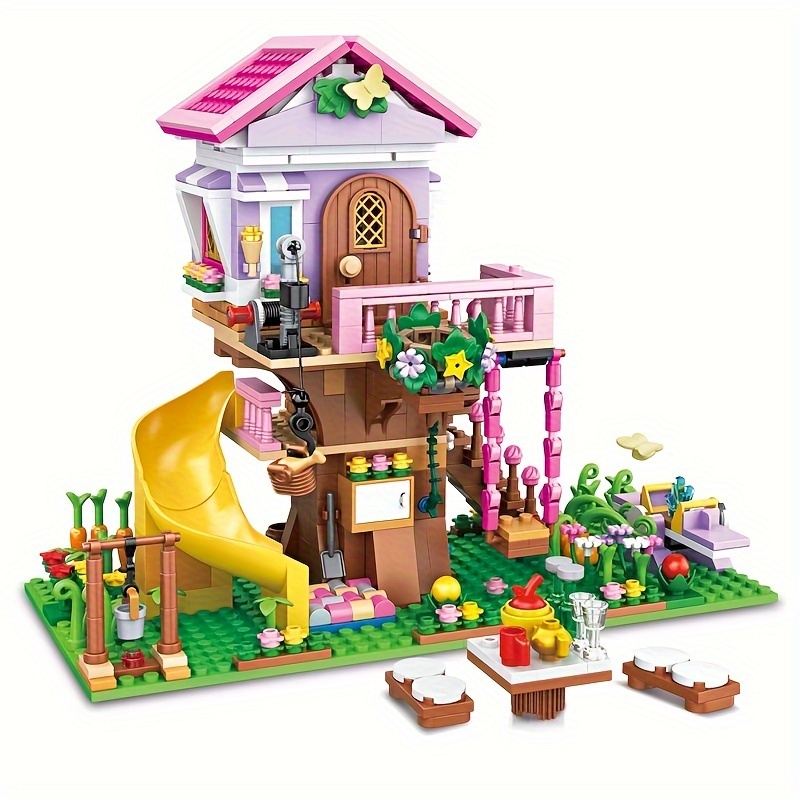 

685pcs Treehouse Building Blocks Toys, House Building Kit With Slide