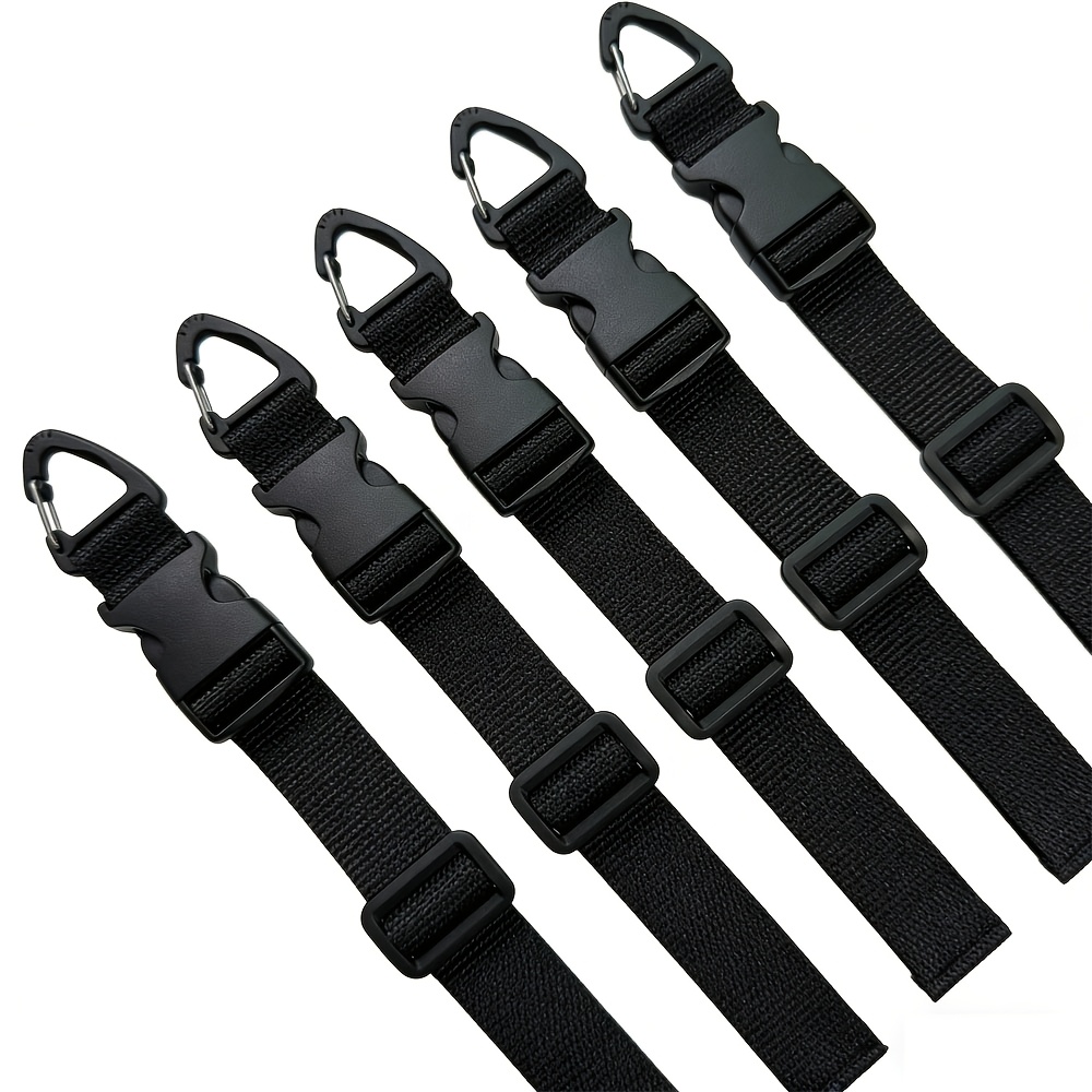 TEMU 5pcs Luggage And Outdoor Gear Packing Straps, With Adjustable Carabiner Clips For Versatile Hanging. Made Of Durable Nylon Webbing, Suitable For