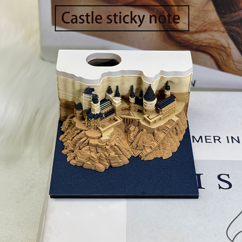 

3d Castle Architectural Model Note Pad - Miniature Creative Retro Paper Craft Memo Block