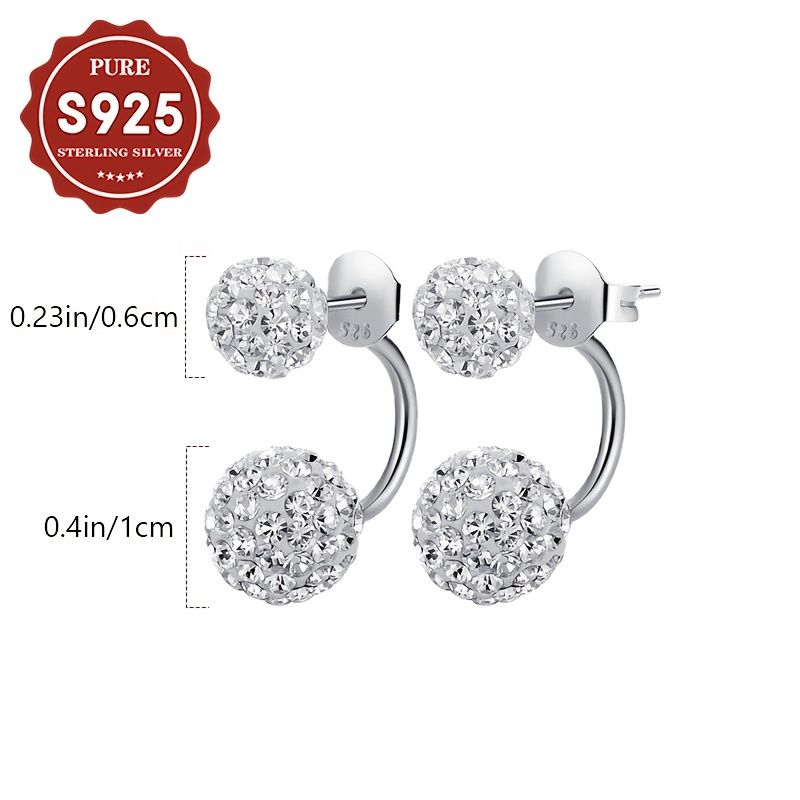 S925 Silver Double Ball Dangle Stud Earrings