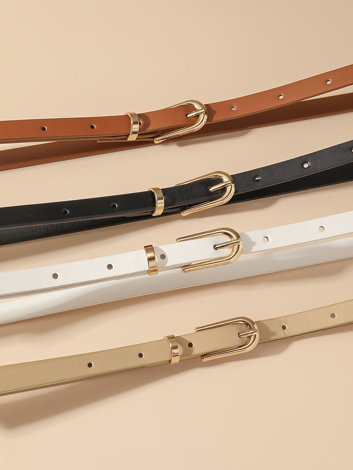 4-Pack Women's PU Thin Strap with Pin Buckle