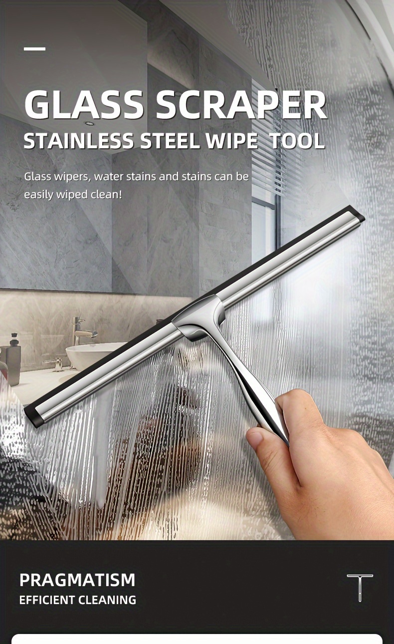 1pc professional stainless   wiper with   multi purpose cleaning tool for bathroom kitchen floor and glass   window cleaning scraper details 0