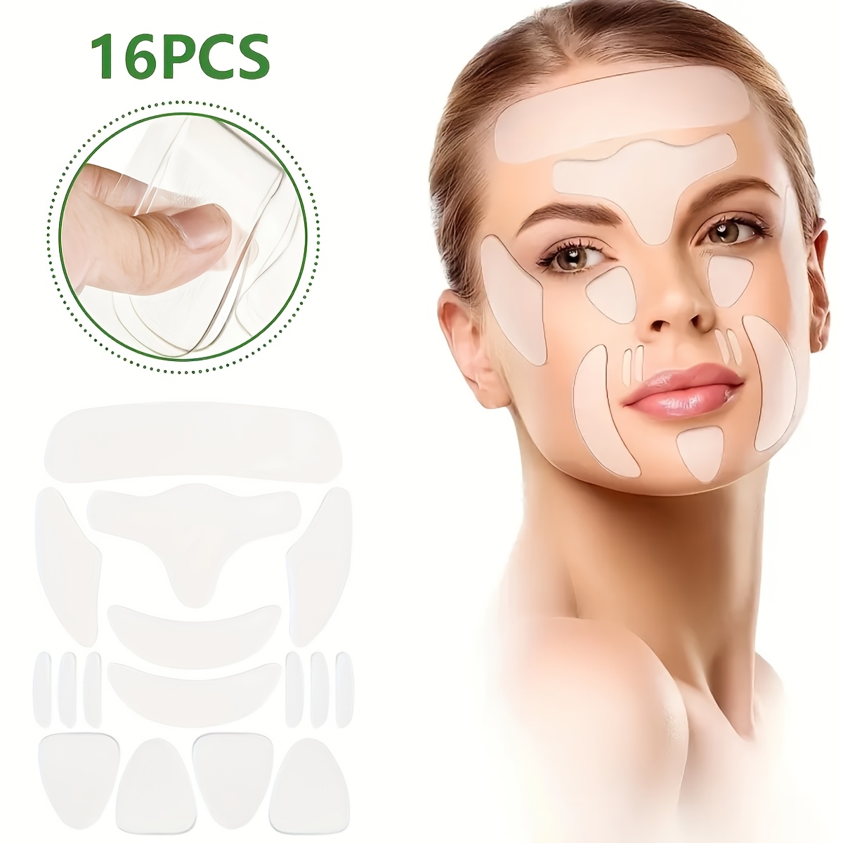 16pcs Patches Reusable, Suitable For Forehead, Eyes, Neck. Face - Fragrance-free, Alcohol-free