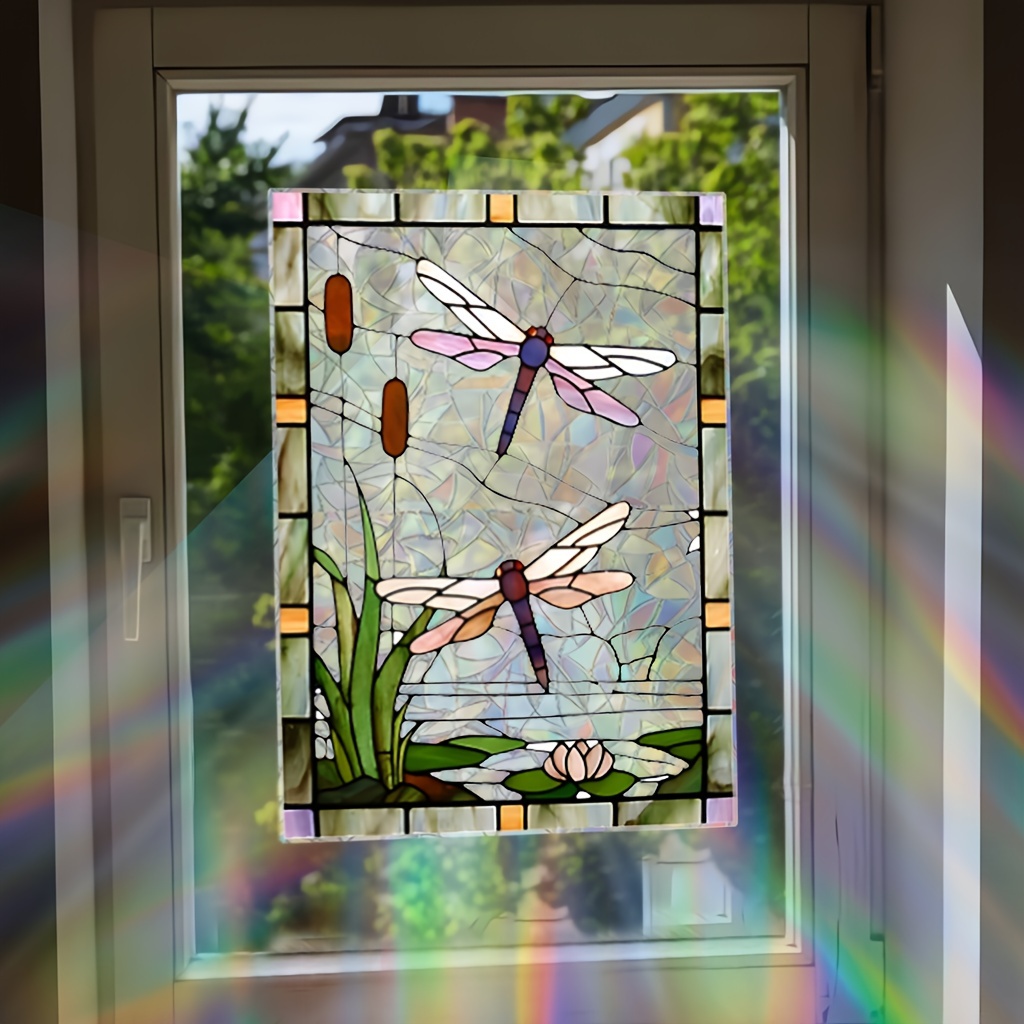 1pc Dragonfly Static Cling Sticker, Suitable For Living Room, Bedroom Glass, And Other Background Walls