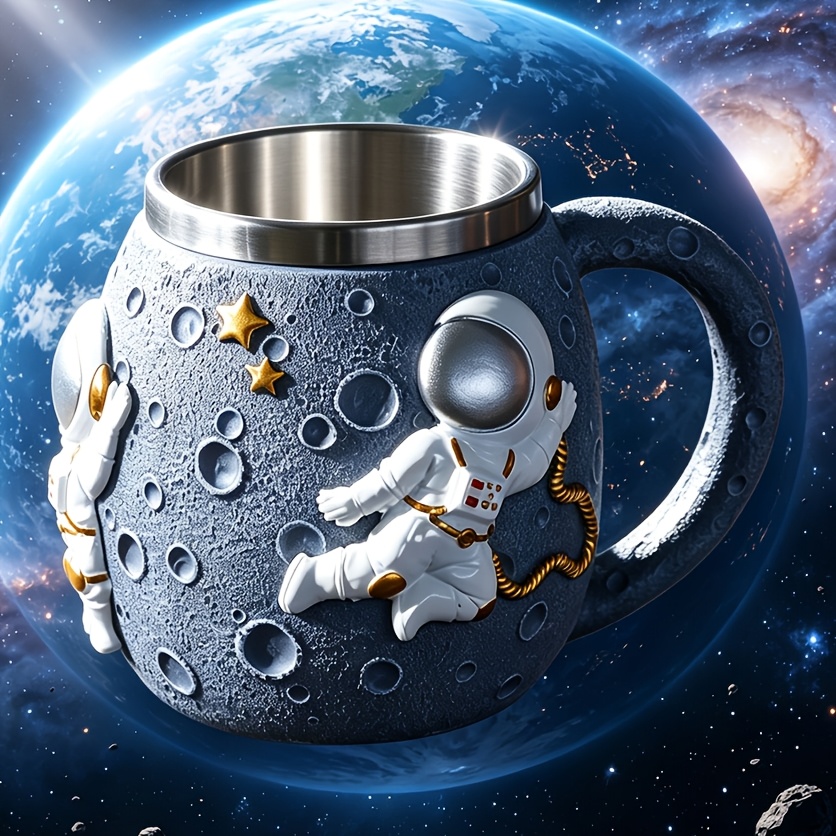 1 astronaut   pattern mug stainless steel coffee cup beer mug gift for space enthusiasts Product details 1