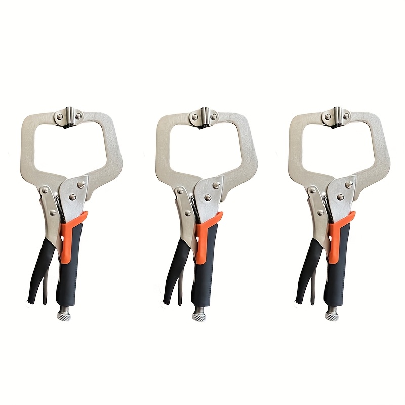 TEMU 3pcs C-clamp Locking Pliers Set, Adjustable Heavy Duty Locking Pliers With Non-slip Handles For Welding, Metal Bending, Woodworking Bounce