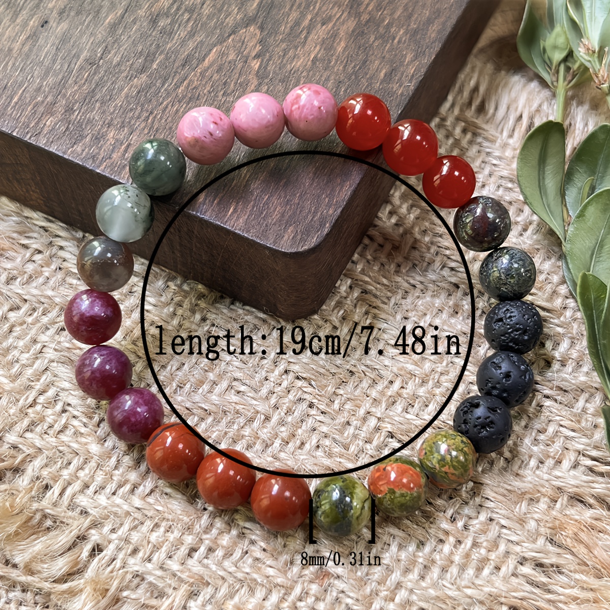 Courage and Passion Beads Bracelet, Handmade Natural Stones