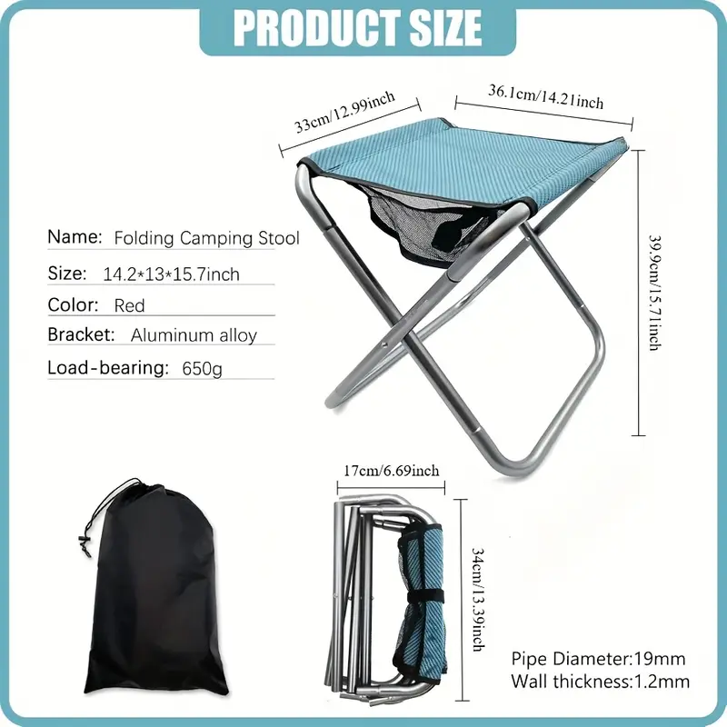 lightweight aluminum alloy folding stool 16 tall portable durable with carry bag for camping hiking bbqs outdoor activities Product details 5