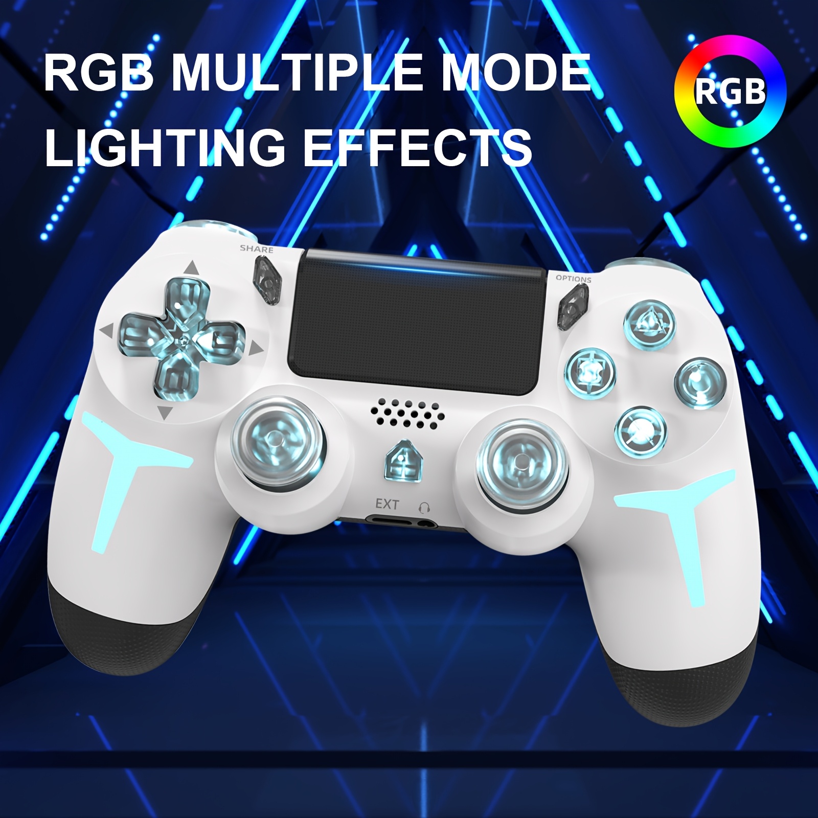 Upgraded P4 Game Controller with Lights, Long Battery Life, Touch Screen, And Six-Axis Vibration, Compatible with P3/P4/PC.