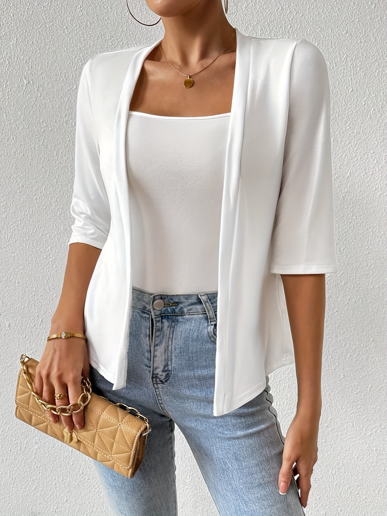 womens new casual solid regular fit 3 4 sleeve jacket cardigan fashionable elegant vacation   outdoor daily wear jacket cardigan top suitable for  