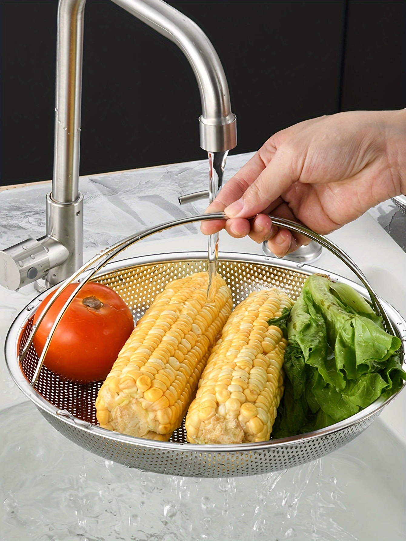 electricity free stainless steel kitchen basket multi functional steamer   used to steam rice dumplings and vegetables details 0