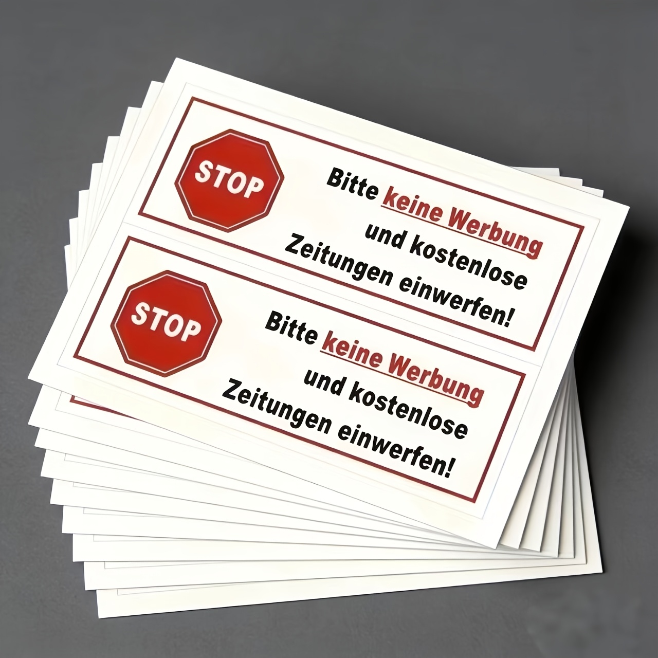 E-shop 18 Stück deutsche PVC-Vinyl-Aufkleber mit der Aufschrift "Keine kostenlose Zeitungslieferung" für Anti-Werbung-Postkasten-Etiketten, Bürobedarf