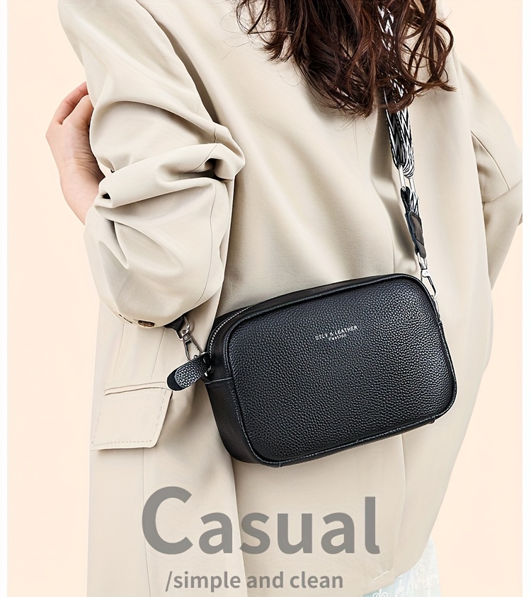 womens genuine leather tote bag elegant solid color large capacity crossbody shoulder bag with adjustable strap zipper closure   hardware multiple colors black khaki light brown white   leather crossbody bag polyester lined interior Product details 0