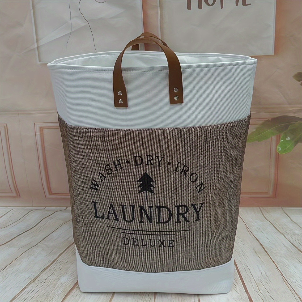 TEMU Foldable Laundry Hamper, Household Fabric Clothes Storage Bin, Large Capacity Dirty Clothes Storage Basket, Laundry Basket, Laundry Baskets