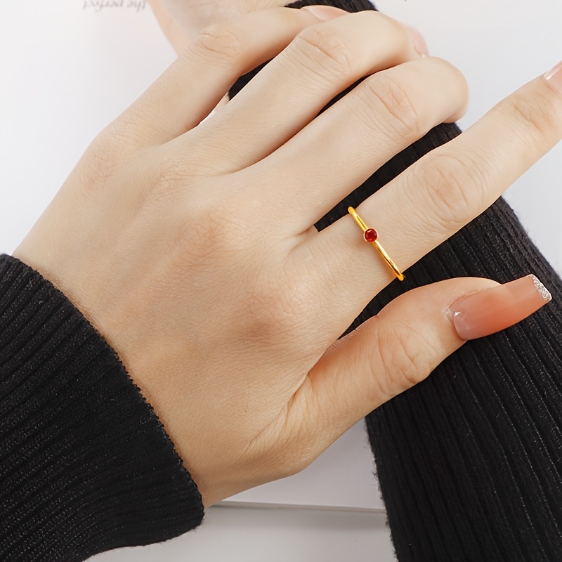 Stainless Steel Rhinestone Small Ring with Cubic Zirconia