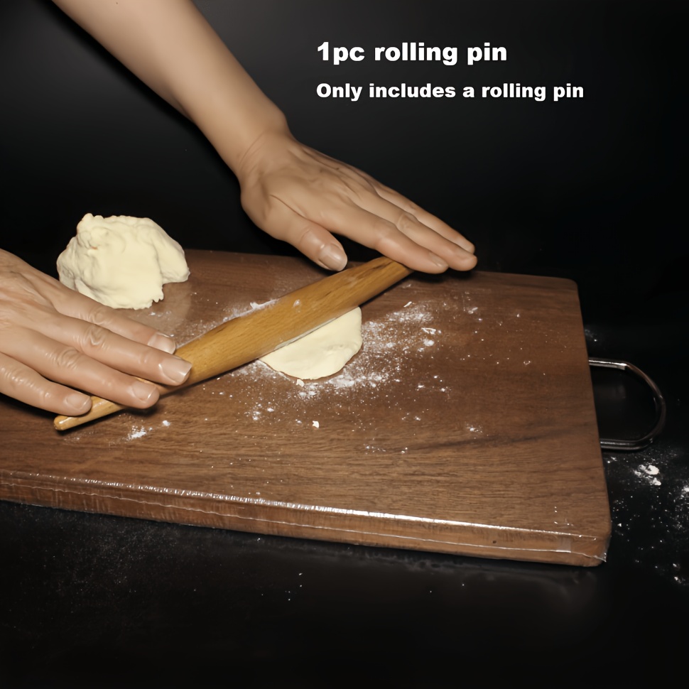 TEMU 1pc Double-headed Rolling Pin, A Solid Wood Rolling Pin Suitable For Dough And Dumpling Wrappers. Kitchen Supplies, Restaurant Baking, , Baking